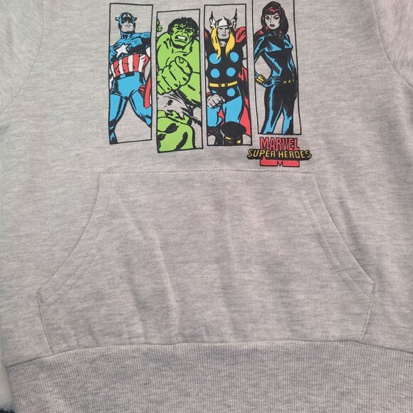 Marvel Avengers Kids Hoodie Sweatshirt Heroes Graphic Print Gray Size 4 - Picture 6 of 9